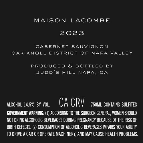 2023 Cabernet Sauvignon, Oak Knoll District, Napa Valley