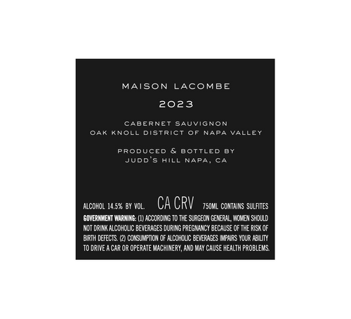 2023 Cabernet Sauvignon, Oak Knoll District, Napa Valley